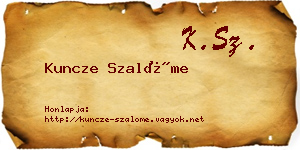 Kuncze Szalóme névjegykártya
